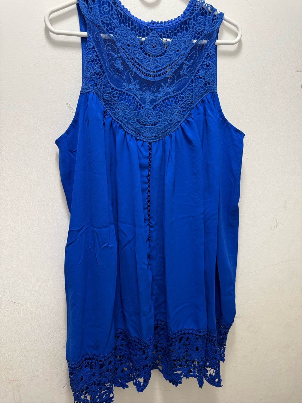 Royal Blue Crochet Trim Sleeveless Dress
